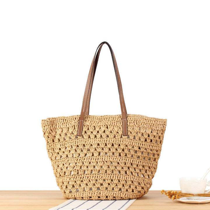 Braided tote bag with elegant leather handles Stornfield