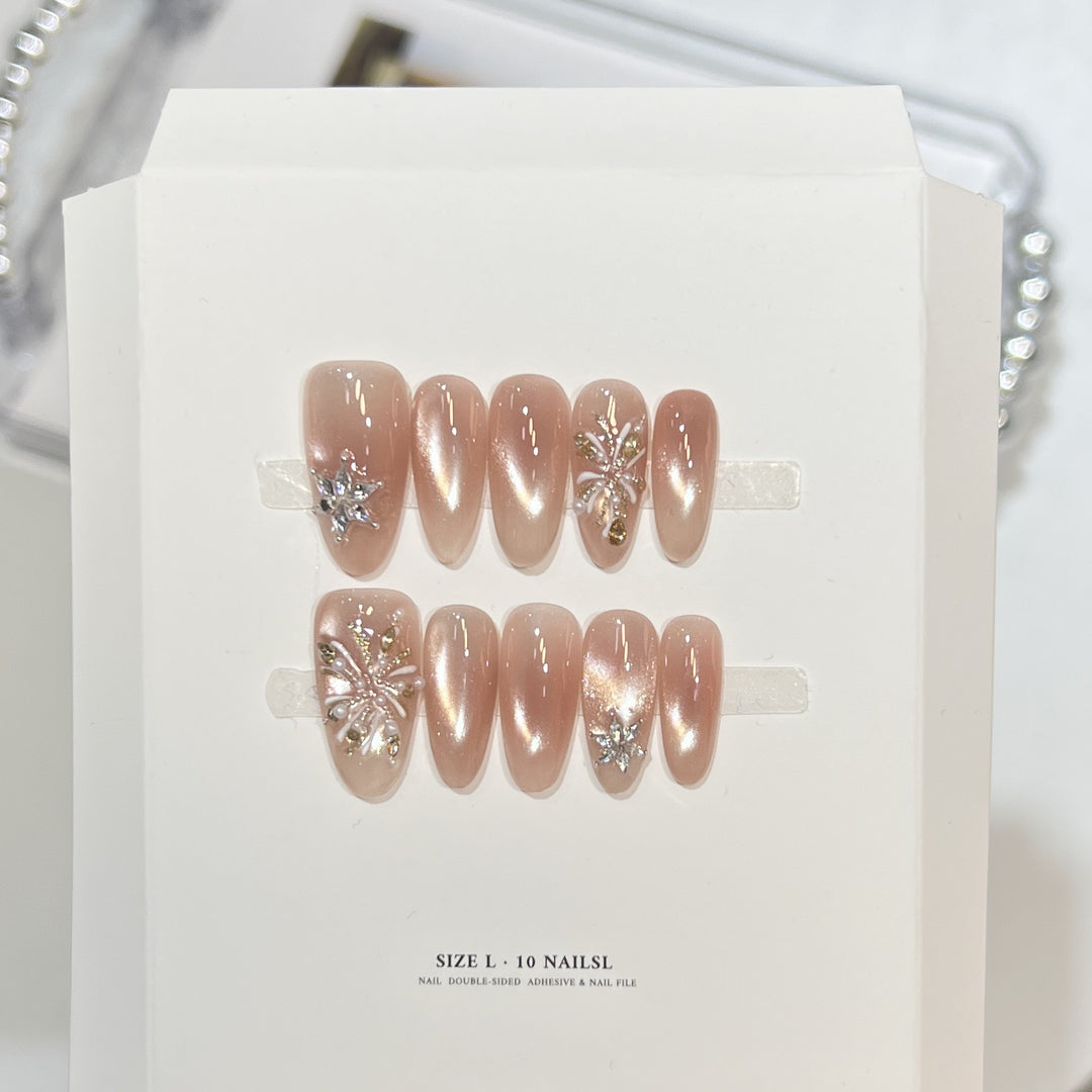 Glittery Press-On Nail Art Set with Snowflake Design Stornfield