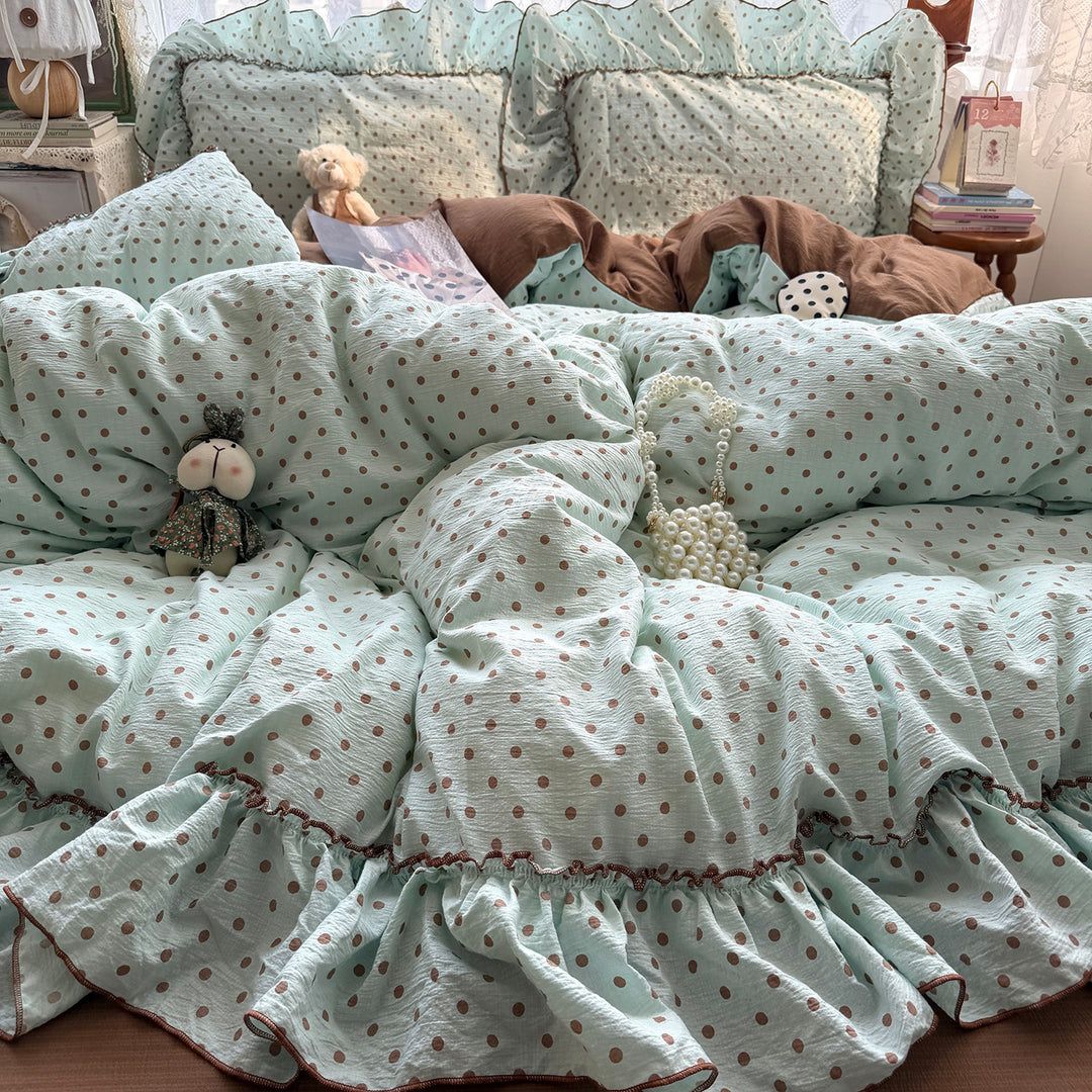 Ruffled Polka Dot Duvet Cover Set