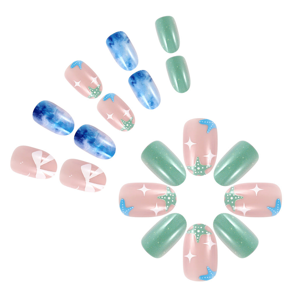 Artistic Ocean-Themed Press-On Nails Stornfield