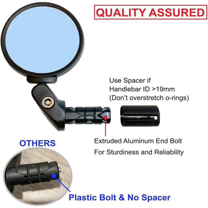 adjustable bicycle bar-end convex safety mirrors with full swivel and anti-glare glass Stornfield