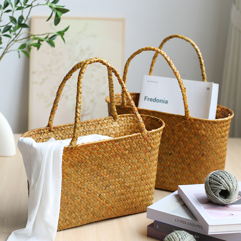 Unisex Handwoven Shopping Container with Double Handle Stornfield