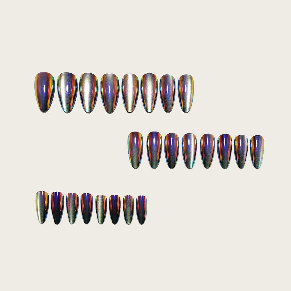 Glossy Artificial Nails in Futuristic Style Stornfield