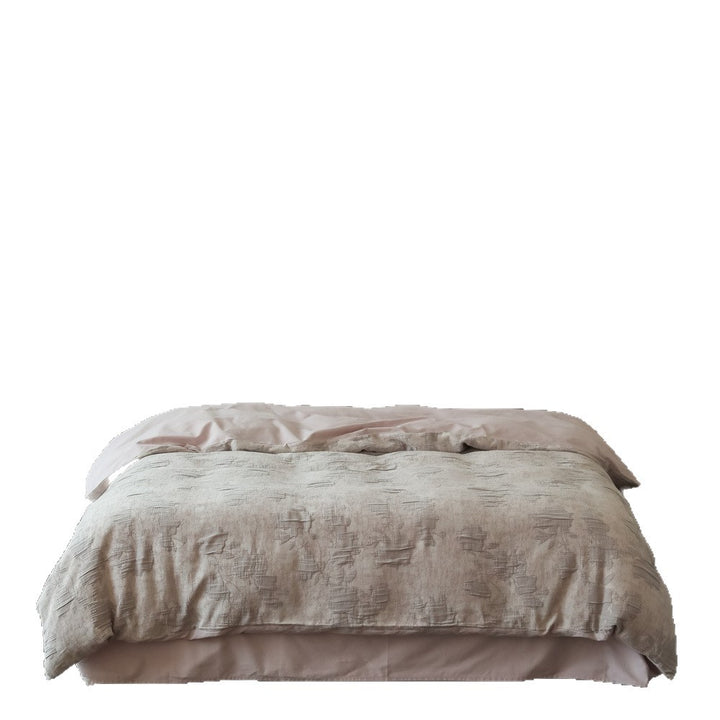 Reversible Textured Linen-Feel Duvet Cover Set with Jacquard Weave and Envelope Pillow Shams