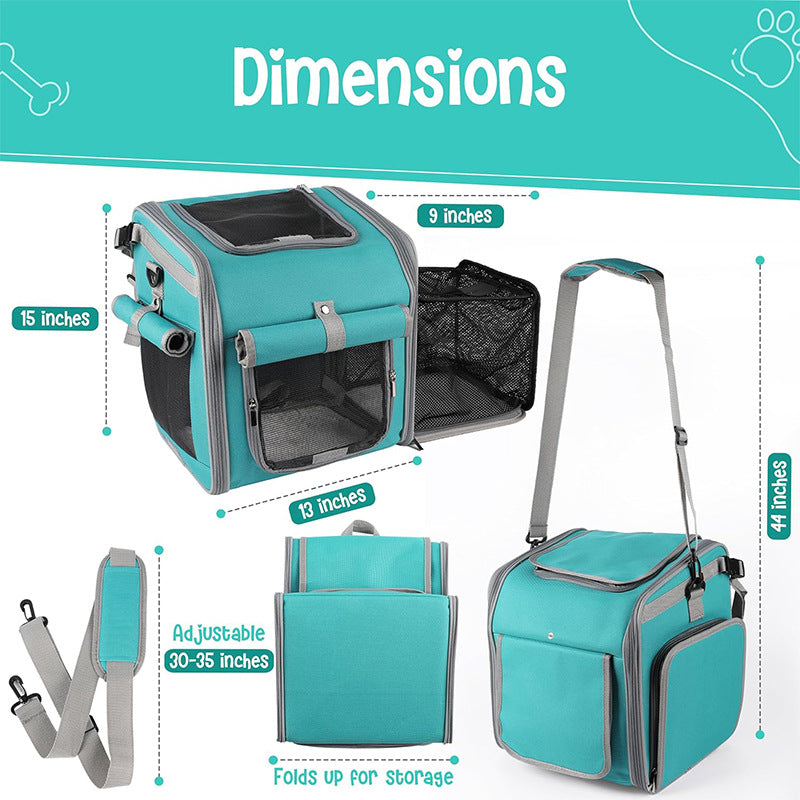 Front-Mount Convertible Bicycle Pet Carrier Backpack with Expandable Mesh Canopy and Padded Orthopedic Base Stornfield