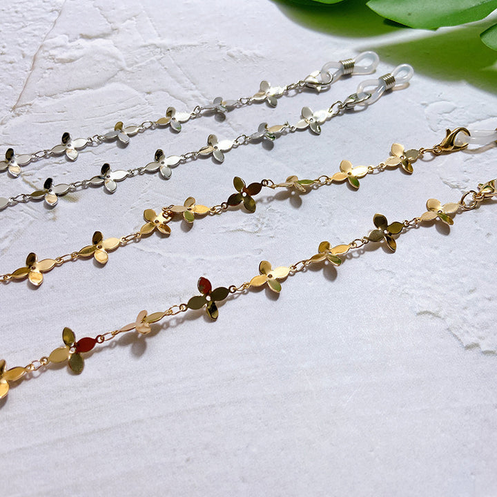 Fashionable glasses holder chain with filigree flower pendants Stornfield