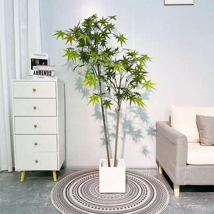 Lifelike Artificial Maple Tree with Decorative Basket