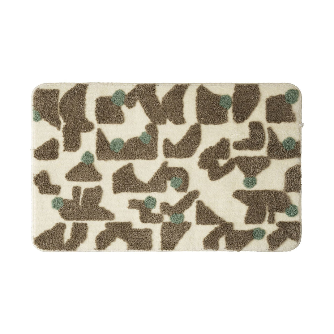 Tufted bathroom mat in abstract leopard pattern with soft high pile Stornfield
