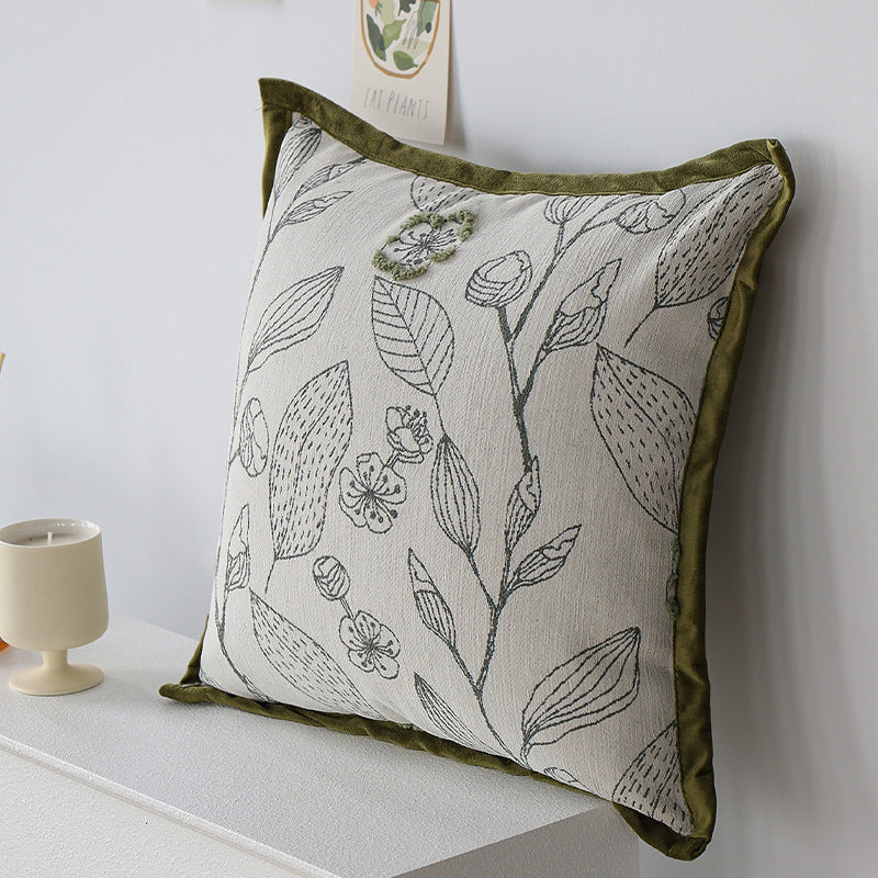 Decorative cushion made of cotton-linen with floral chenille tufting and concealed zipper Stornfield