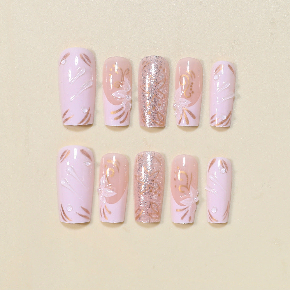 Decorative Long Press-On Nail Art Set Stornfield