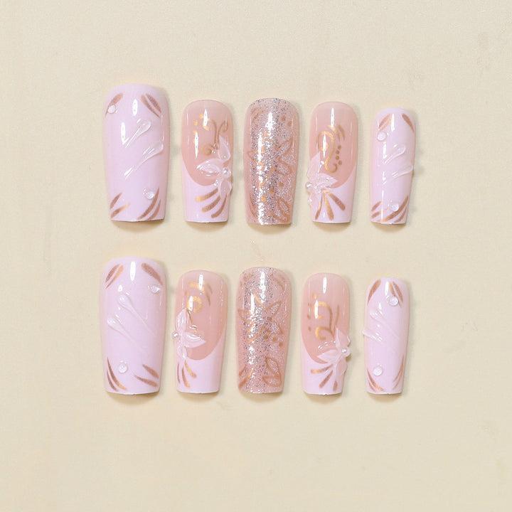Decorative Long Press-On Nail Art Set Stornfield