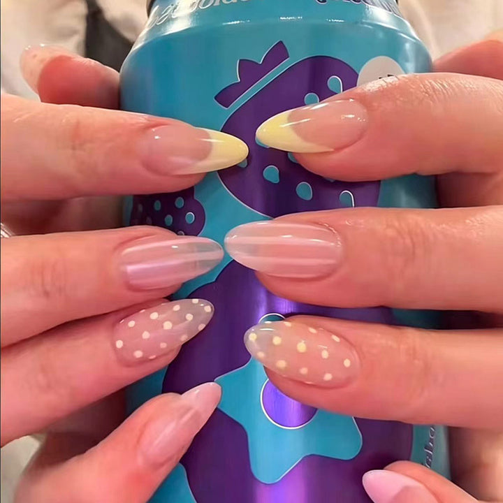 Artistic Press-On Nail Set with Polka Dot and Ombre Design Stornfield