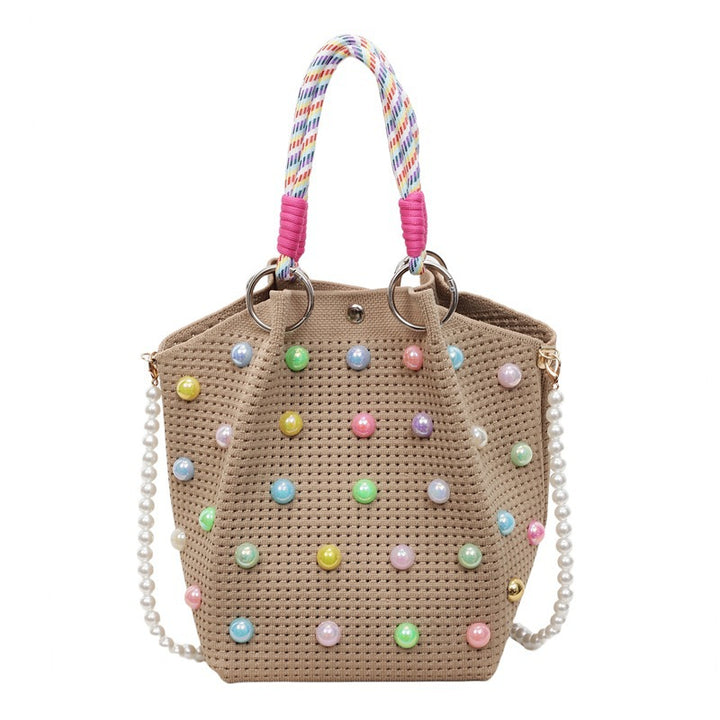 Playful Decorative Pearl-Embellished Tote