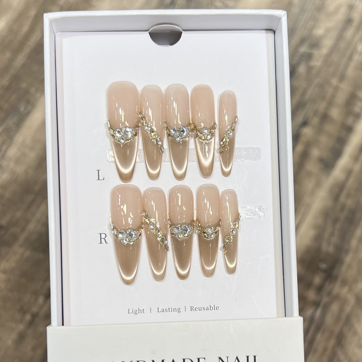 Elegant Stiletto Press-On Nail Set with Rhinestone Design Stornfield