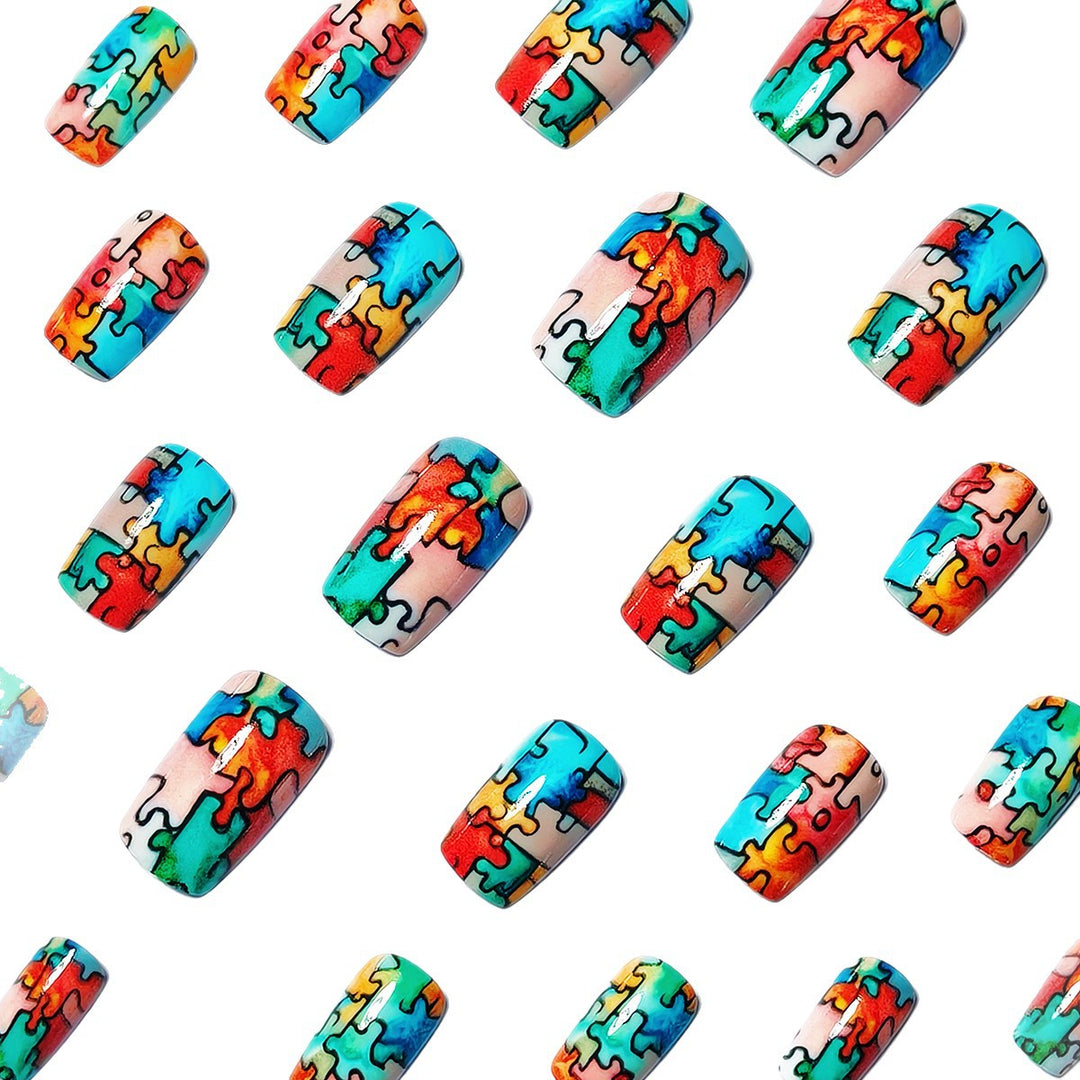 Art nails with creative puzzle pattern Stornfield