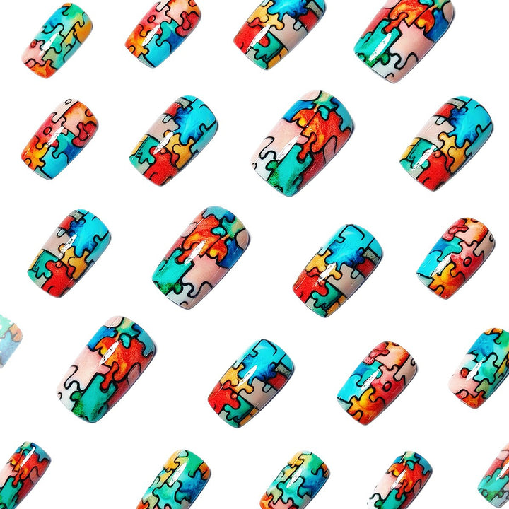 Art nails with creative puzzle pattern Stornfield