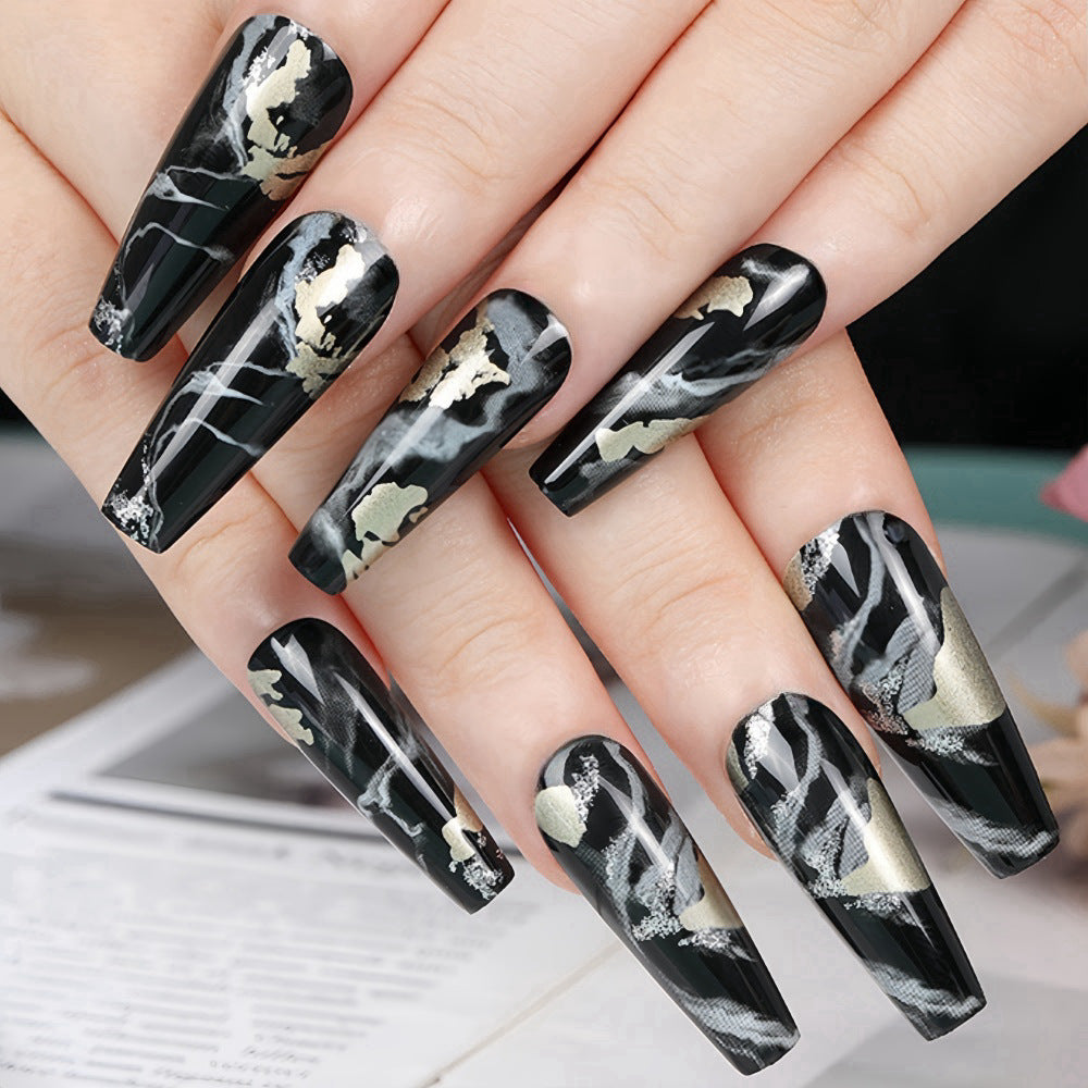 Artificial nails in elegant marble and gold design Stornfield