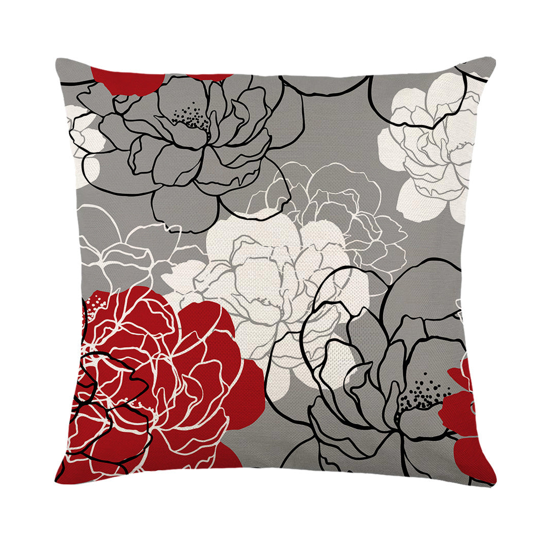 Artistic Daisy Print Linen Throw Pillow