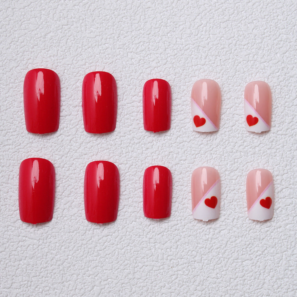 Heart-Embellished Press-On Nail Art Stornfield