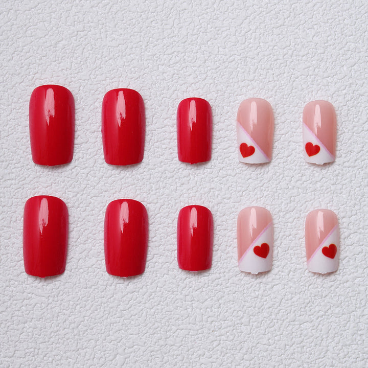 Heart-Embellished Press-On Nail Art Stornfield