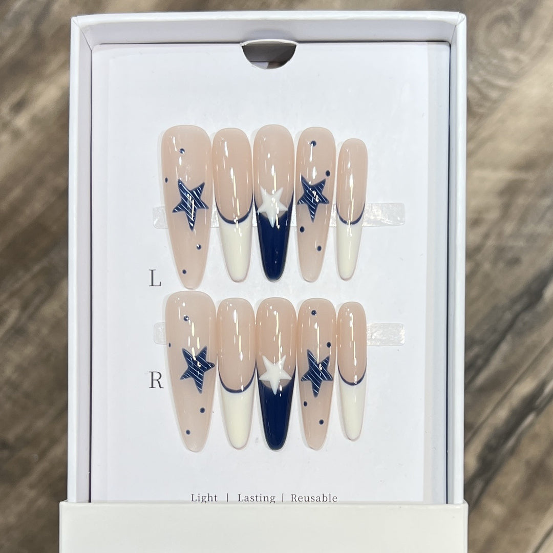Elegant Stiletto Press-On Nail Set with Decorative Accents Stornfield