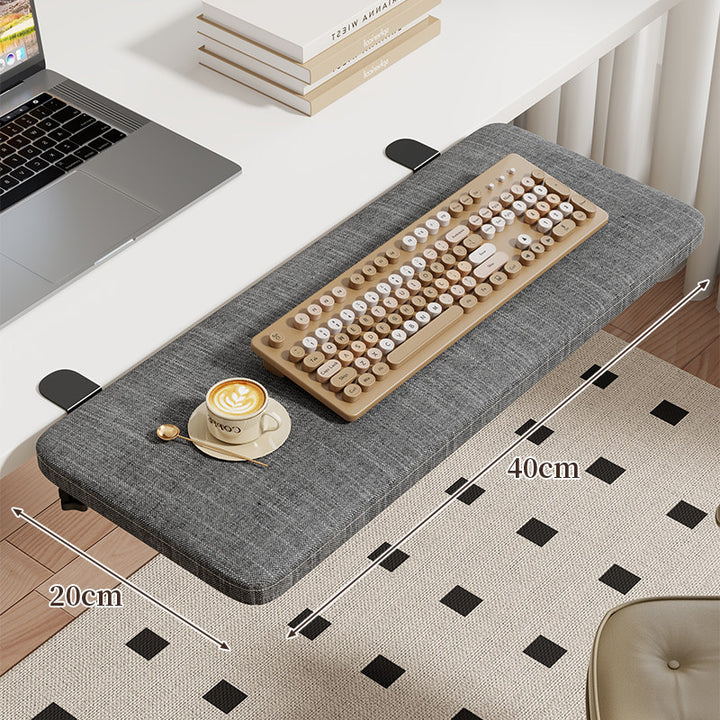 Clamp-On Side Desk Shelf Extender with Woodgrain Laminate Top and Adjustable Locking Clamp