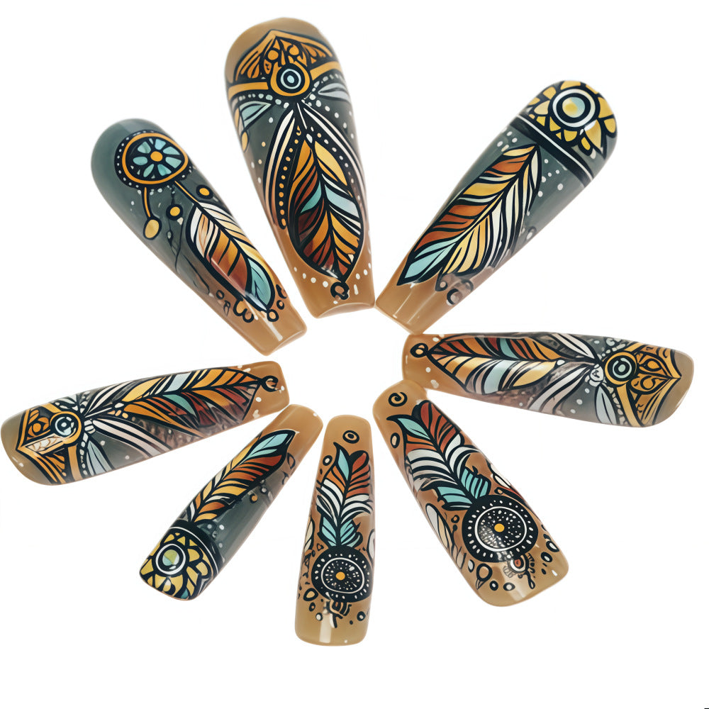 Creative feather design artificial nails Stornfield
