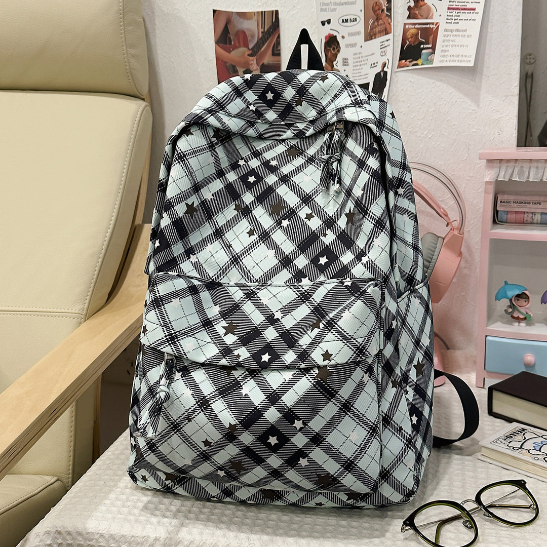 Backpack with Fashionable Check Pattern and Practical Compartments Stornfield