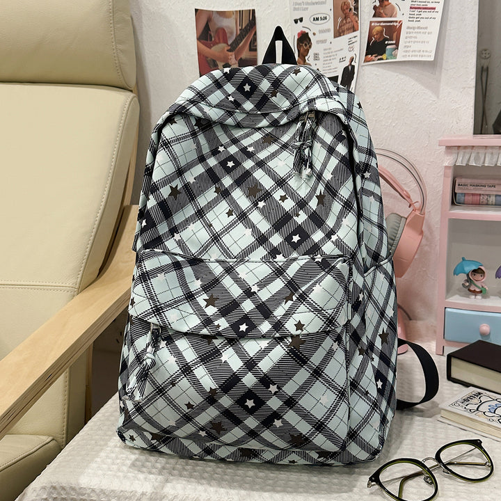 Backpack with Fashionable Check Pattern and Practical Compartments Stornfield
