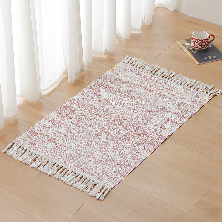 Woven vintage rug runner with fringes and oriental used look Stornfield