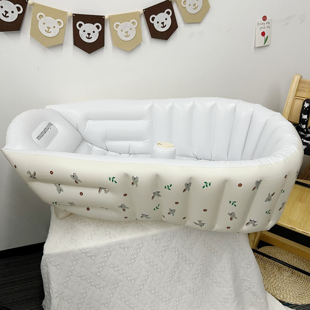 Inflatable Portable Baby Bathtub with Headrest and Built-In Cup Holder