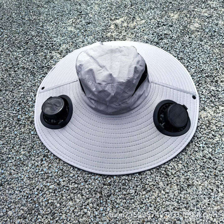 air-cooled sun hat with removable USB fans and wide neck protection Stornfield