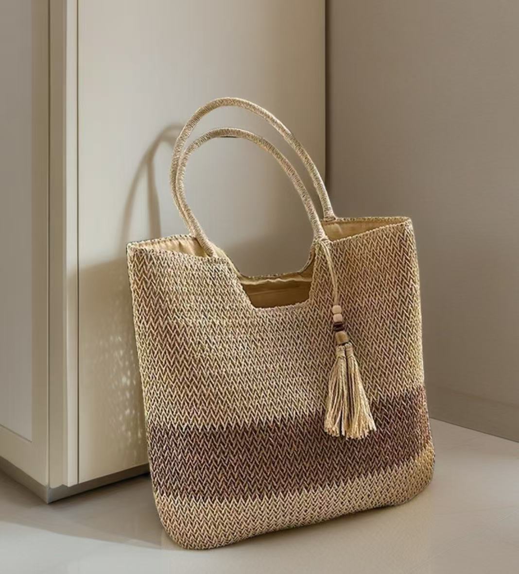 Macrame Tote Bag with Fashionable Tassel Accent Stornfield
