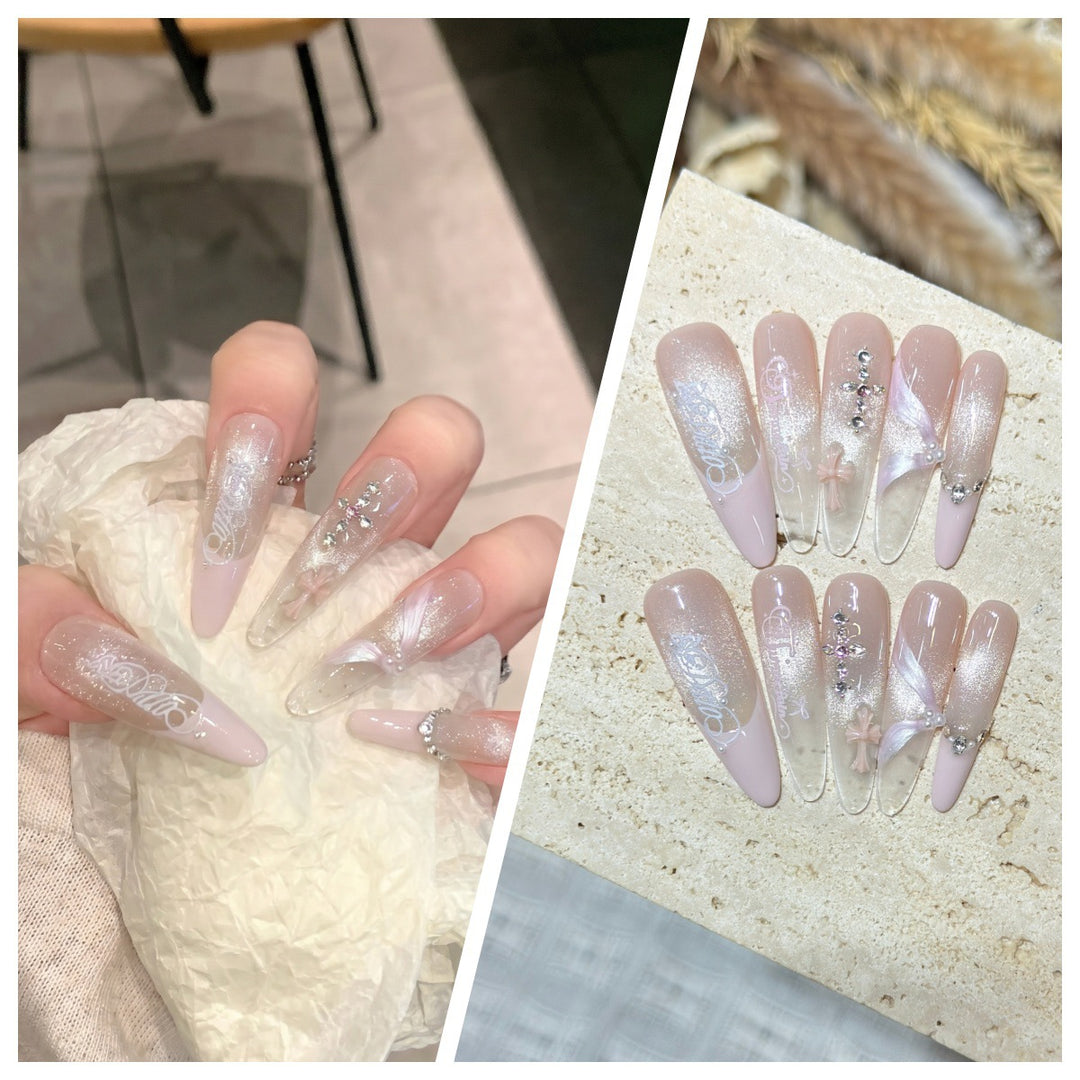 Artistic Stiletto Press-On Nail Set with Charming Patterns Stornfield