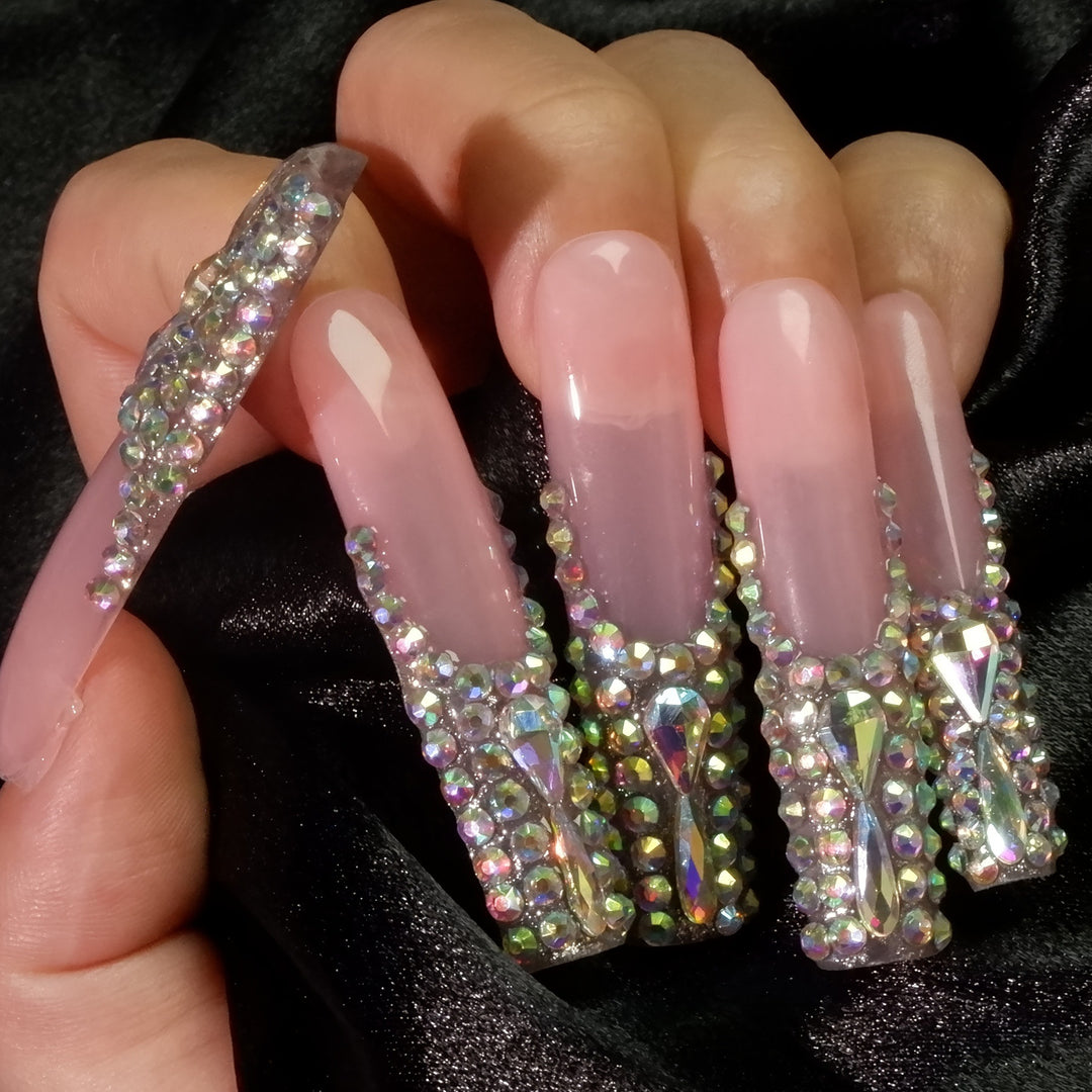 3D Decorative Press-On Nail Extensions with Sparkling Gem Accents Stornfield