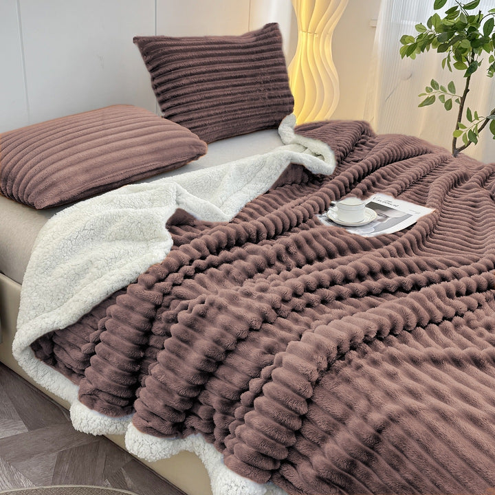 Luxurious Plush Stripe Fleece Blanket