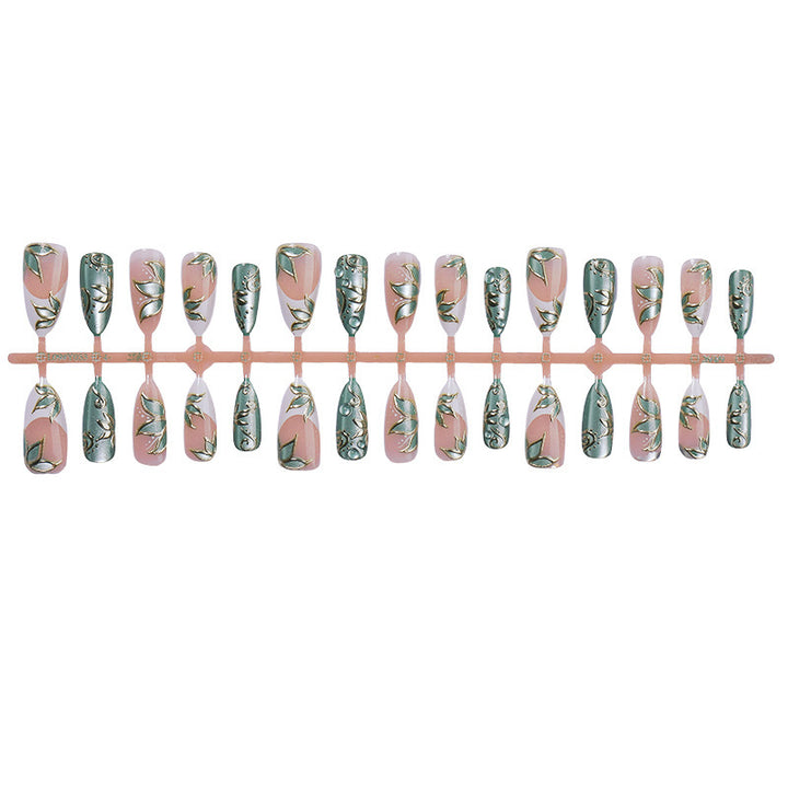 Artificial Nail Set with Floral Designs and 3D Accents Stornfield