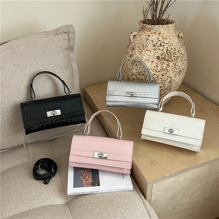 Crocodile-Patterned Structured Handbag