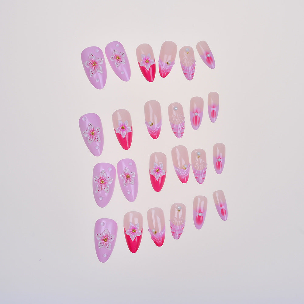 Elegant Floral-Accented Press-On Nail Set Stornfield
