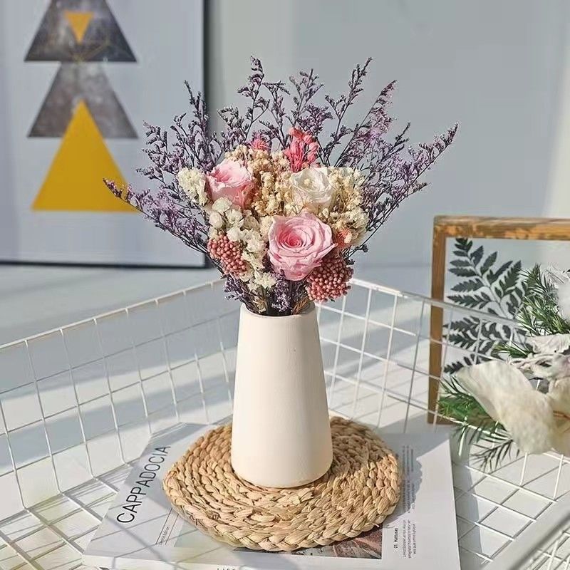 Elegant Dried Flower Bouquet with Decorative Vase
