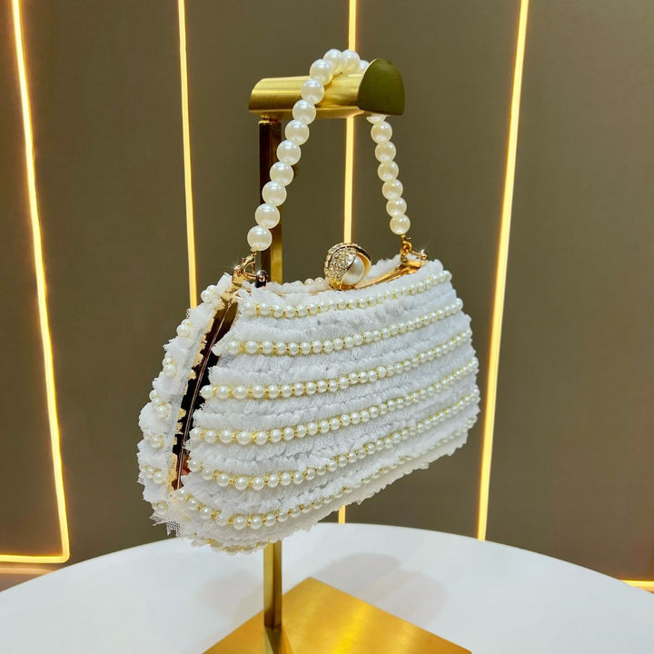Elegant Pearl-Embellished Handbag