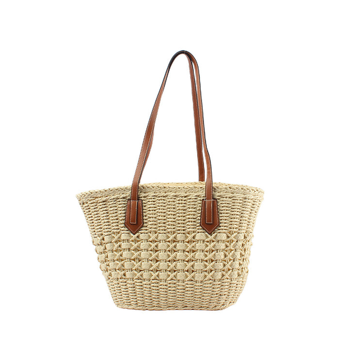 Braided tote bag with elegant faux leather handles Stornfield