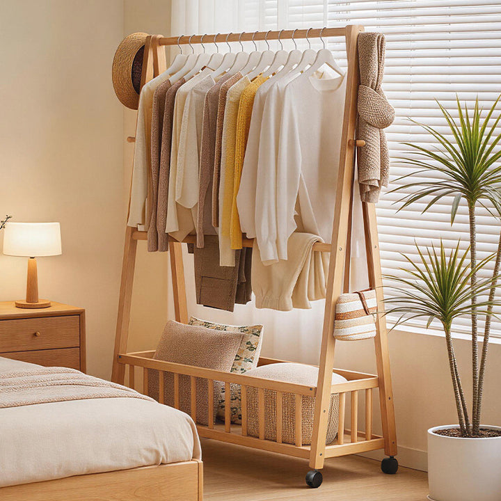 Designer laundry rack with foldable frame and practical shelf Stornfield