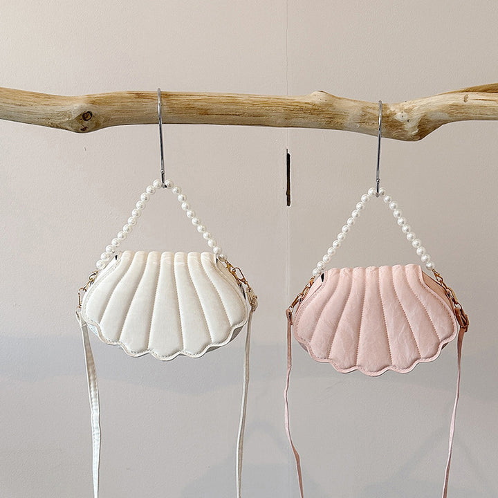 Pearl-Appliquéd Shell Design Crossbody Bag
