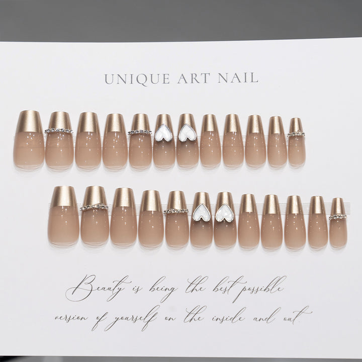 Heart-Decorated Long Stiletto Press-On Nails