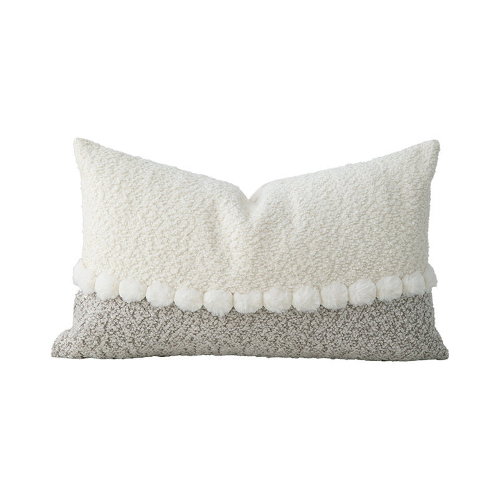 Decorative bouclé pillow with teddy fleece structure and decorative stitching Stornfield