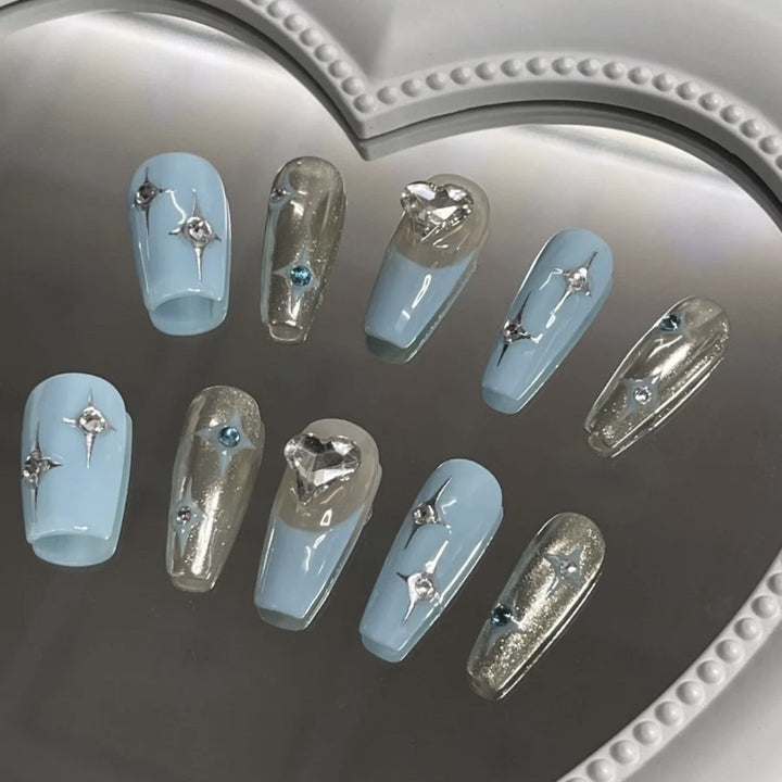 Stylish Star-Embellished Press-On Nail Set