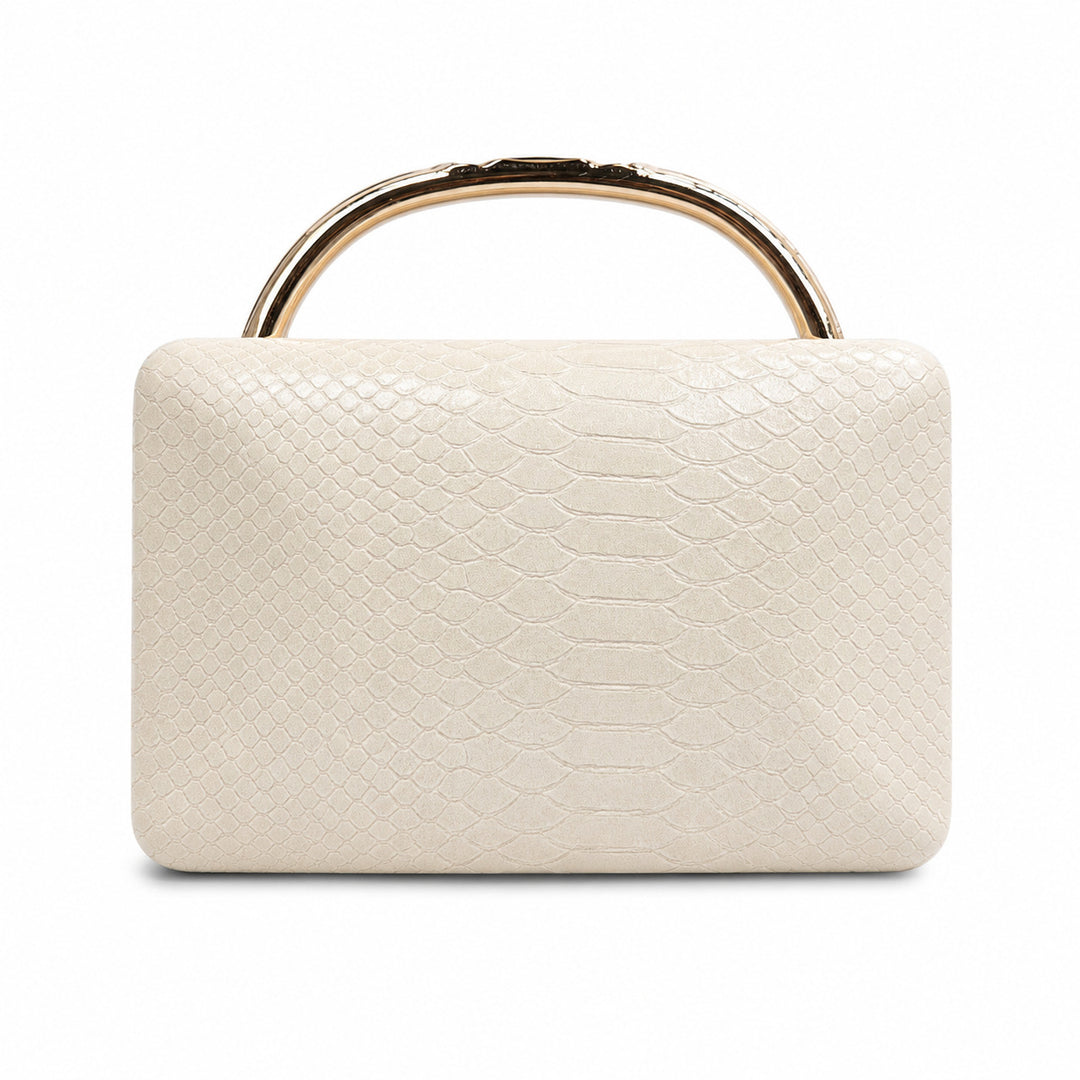 Structured Python-Embossed Handbag