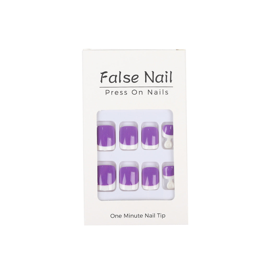 Artificial nail set with modern gradient and French tip Stornfield