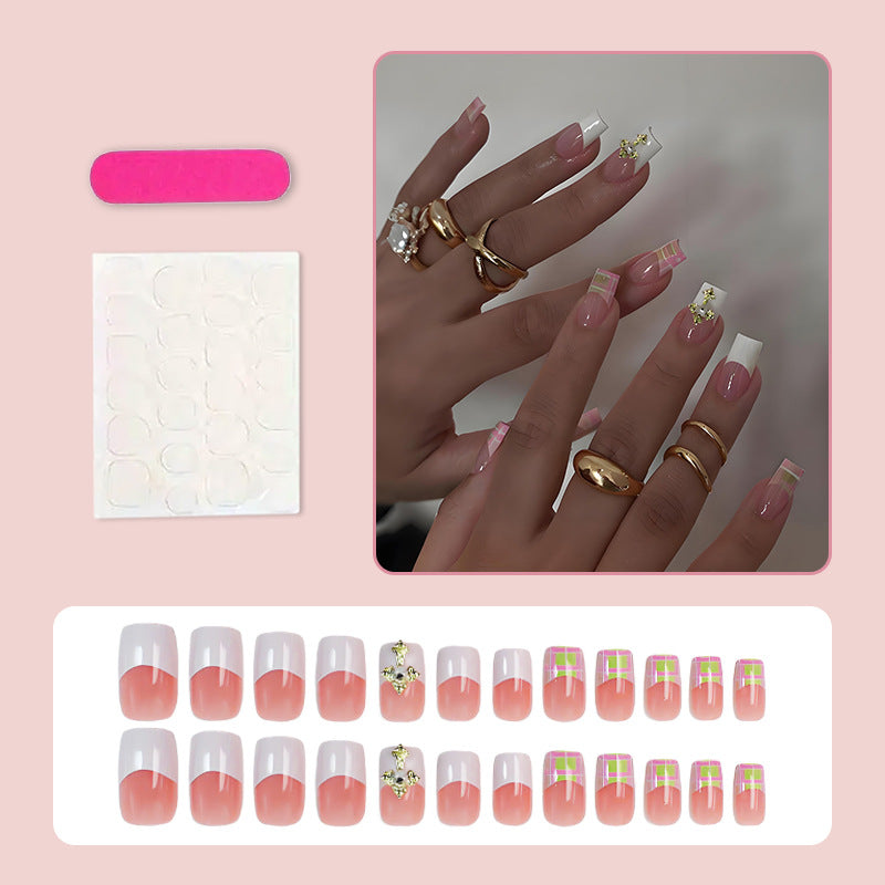 Artificial nail kit with elegant French tips and modern accents Stornfield